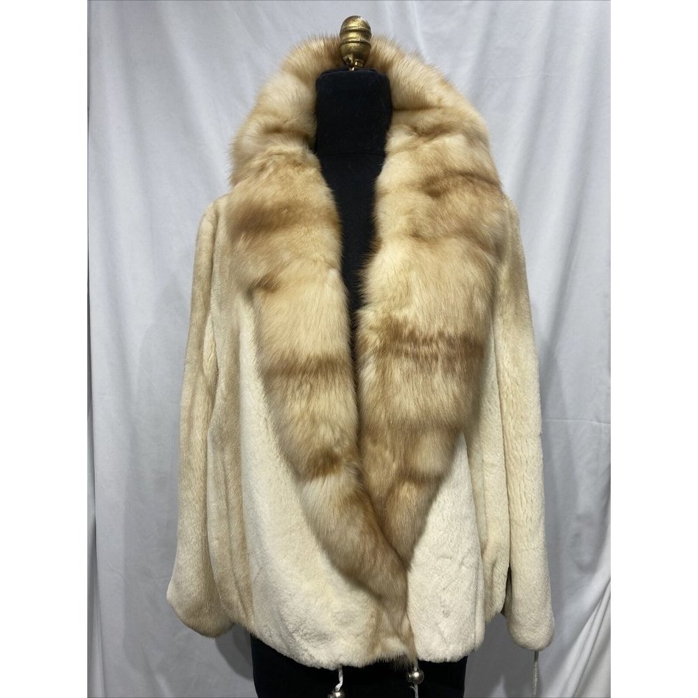 plucked mink jacket white cross w/ sable collar /tux (80006)